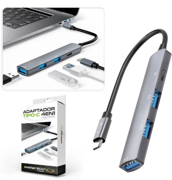 Adaptador Convertidor Tipo C 4 En 1 Hub